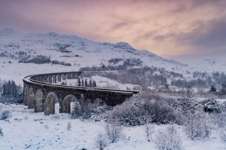 Glenfinnan Viaduct in the snow taken during a Chris Chambers Landscape Photography Workshop